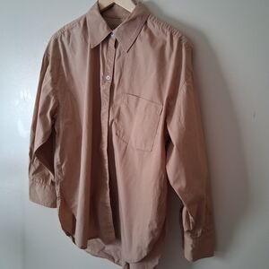 Anthropologie Relaxed Button-Down Shirt in Dusty Beige